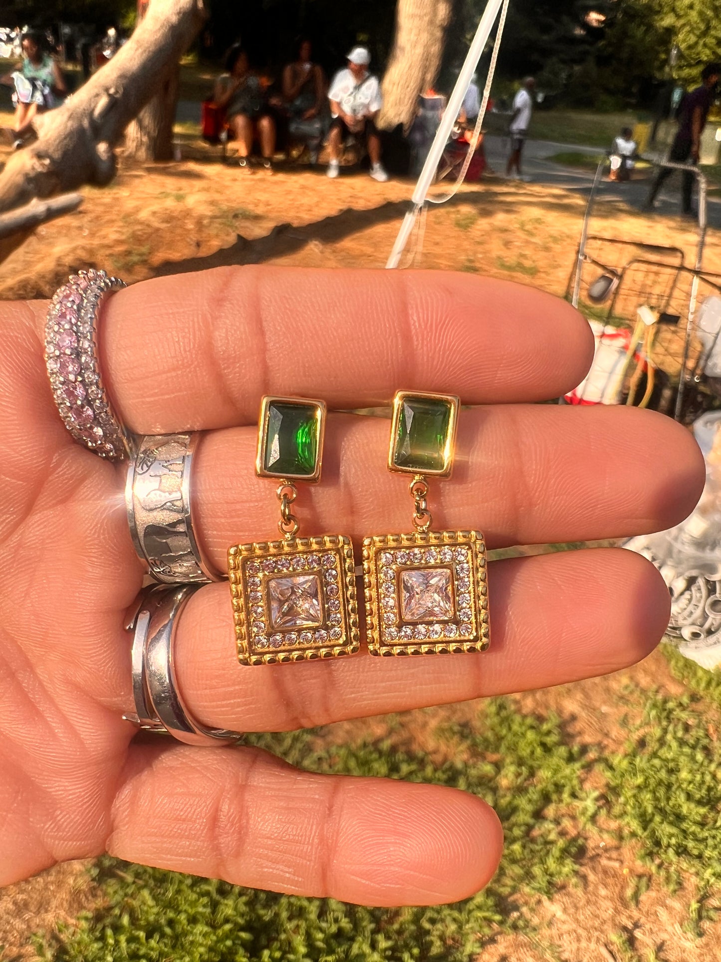 Emerald Square Earrings