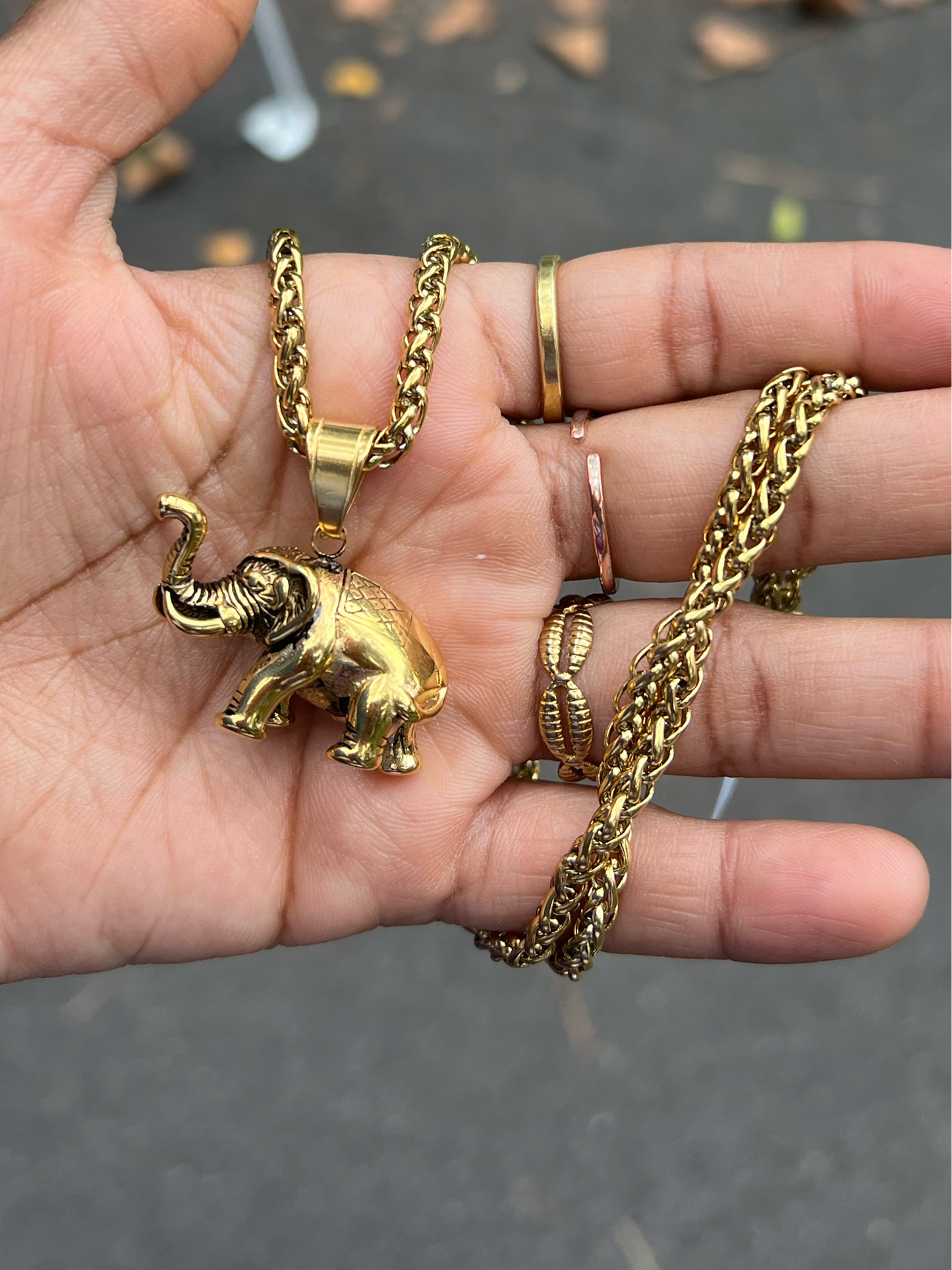 Solid Golden Elephant Necklace