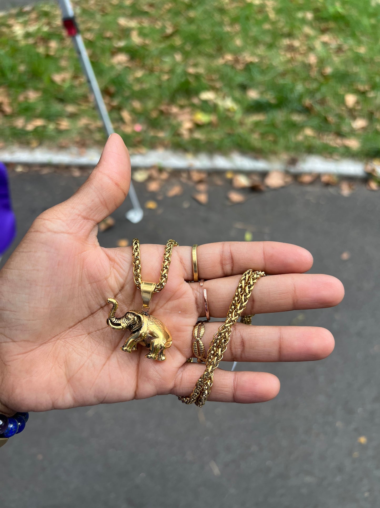 Solid Golden Elephant Necklace