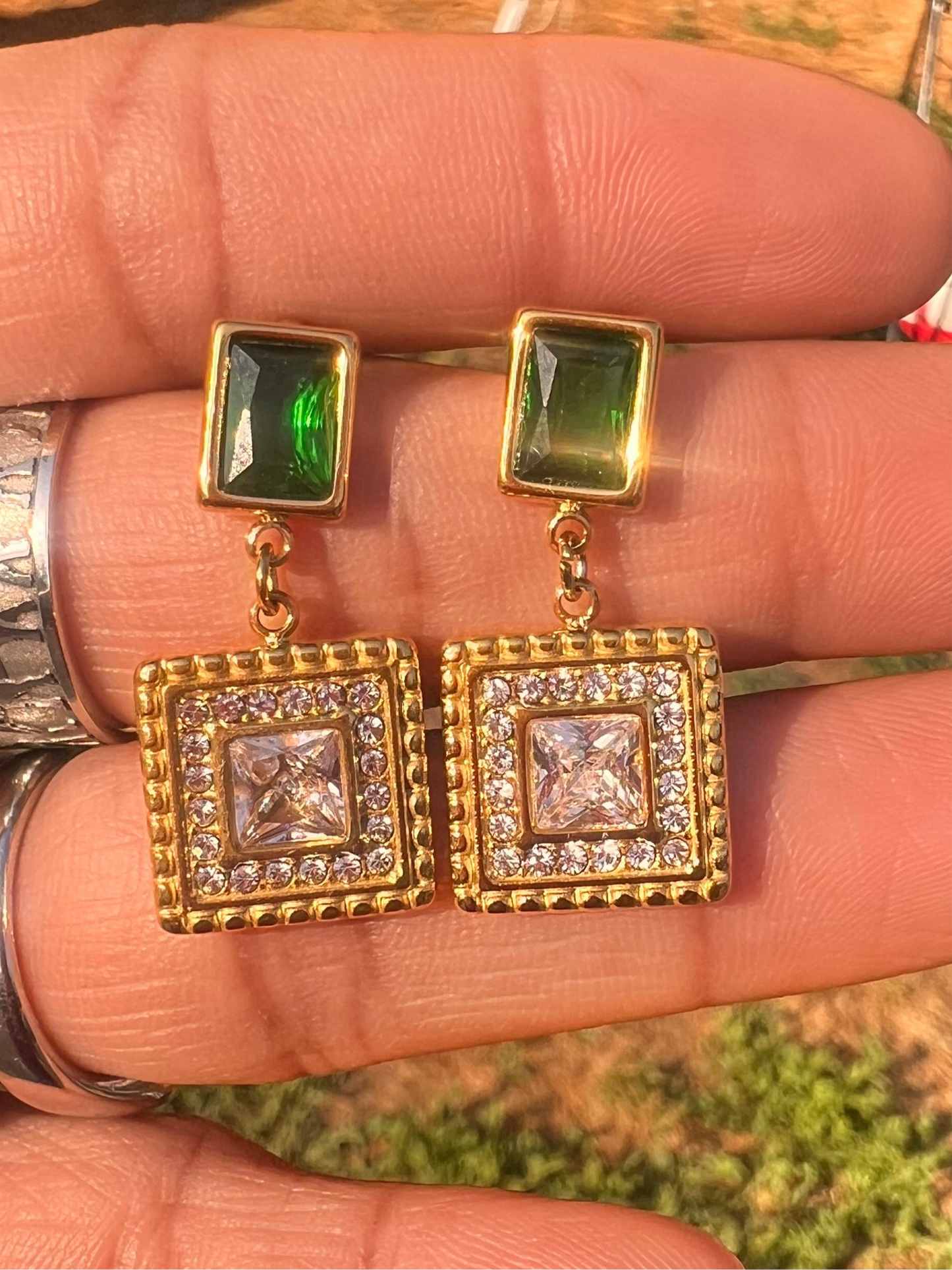 Emerald Square Earrings