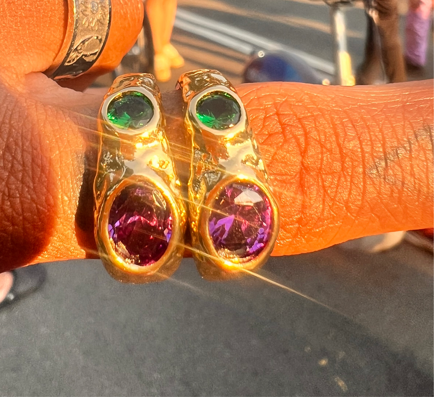 Green & Purple Gem Ring