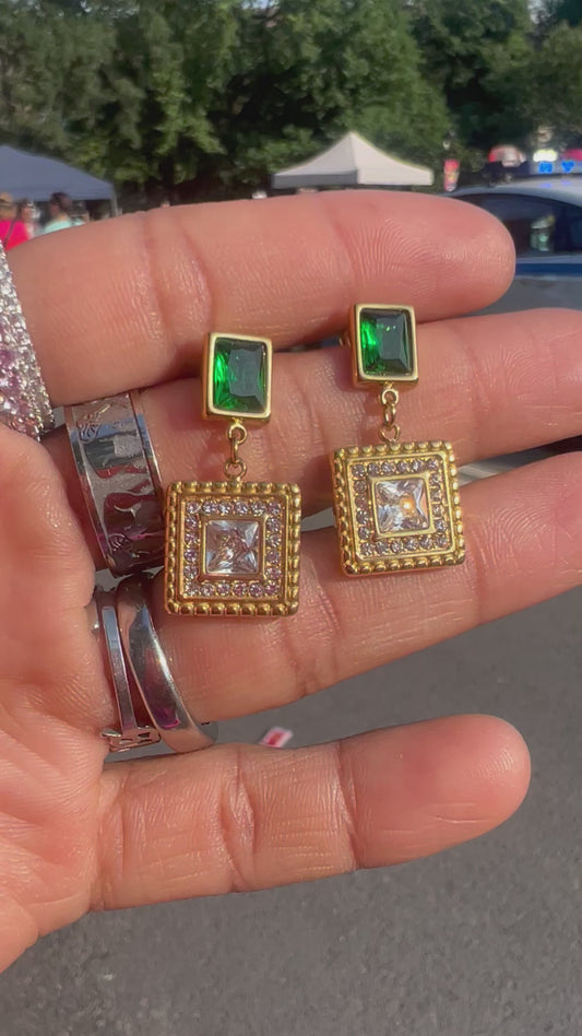 Emerald Square Earrings